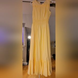 Pale Yellow calf length cotton dress NWT women's size medium
